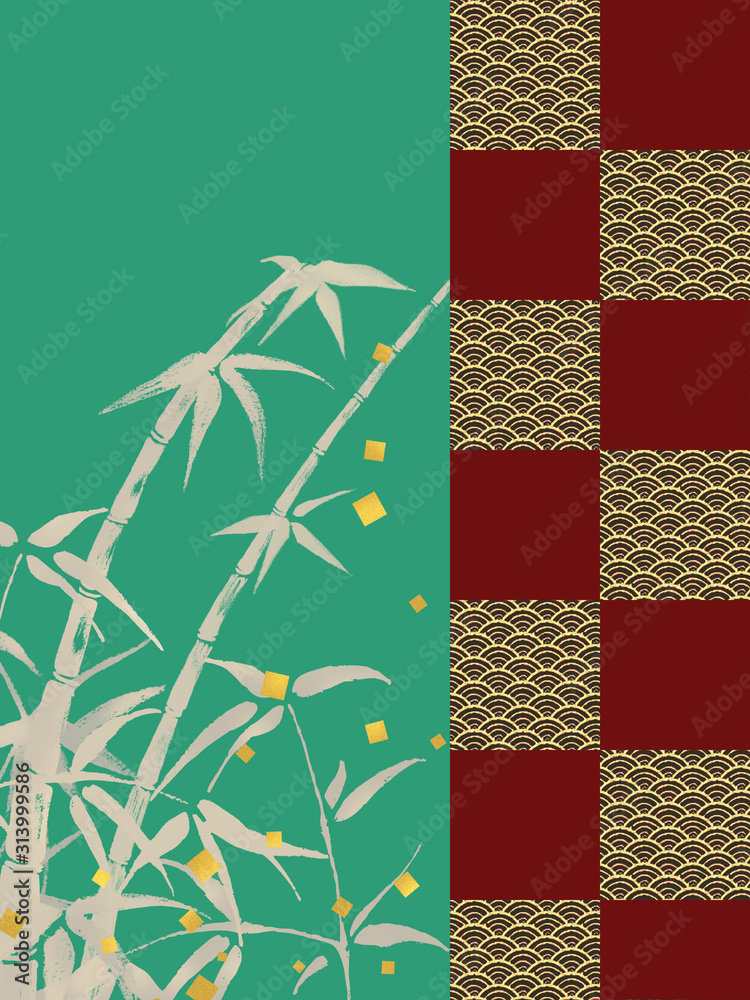 和風 和柄 日本的 市松模様 竹 紅葉 和風背景 和柄背景 和紙 Stock イラスト Adobe Stock
