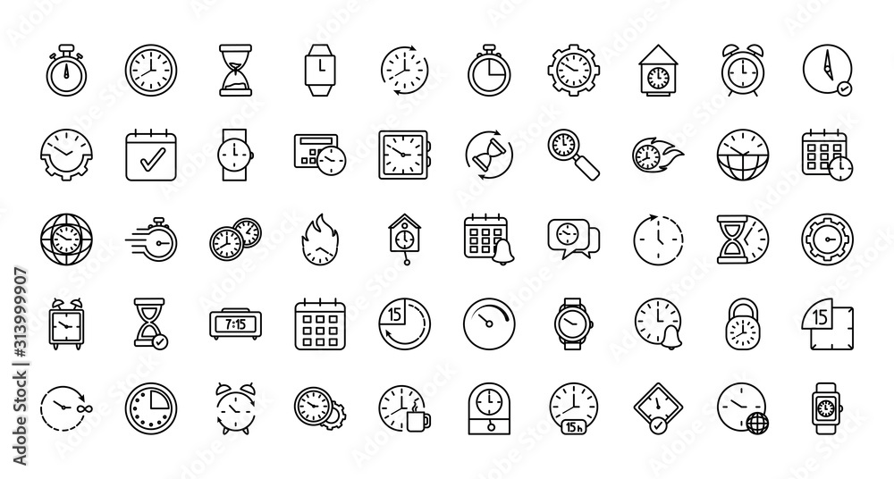 Isolated clocks instruments icon set vector design Isolated clocks instruments icon set vector design