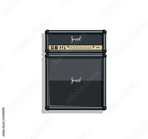 Amplifier and Speaker vector illustration on white isolated background. Audio business concept. for sticker, web, product illustration, etc.