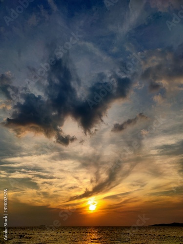 sky with clouds and sun Thailand Phratamnak