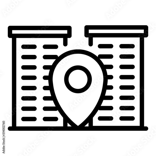 City building location icon. Outline city building location vector icon for web design isolated on white background