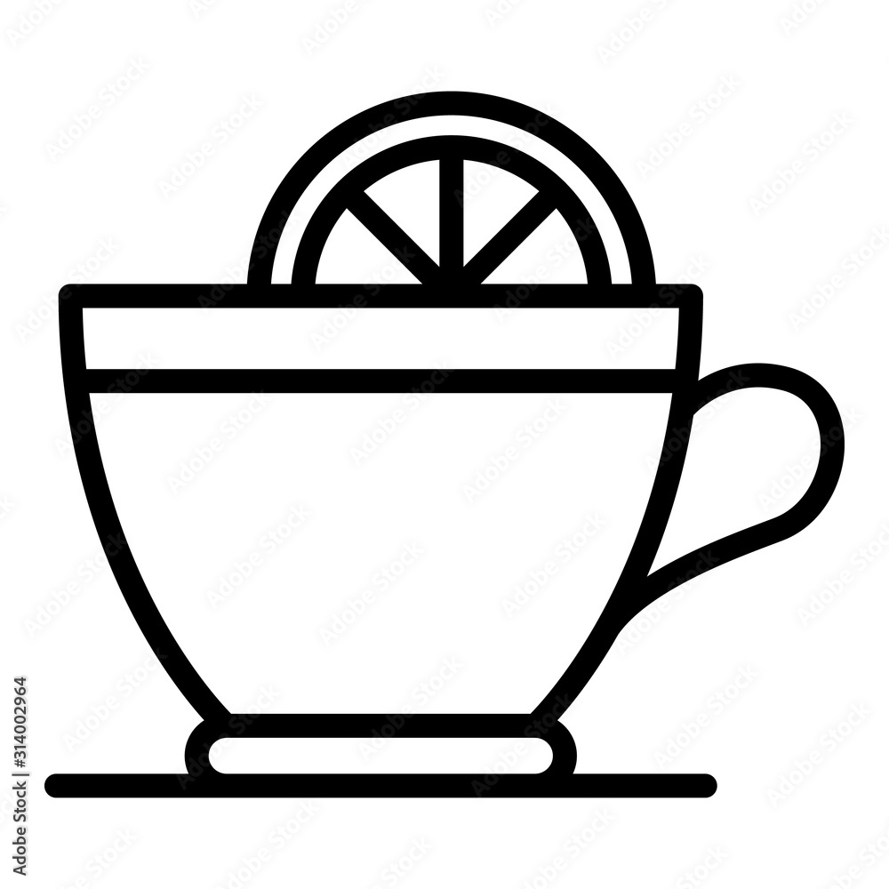 Hot tea lemon cup icon. Outline hot tea lemon cup vector icon for web design isolated on white background Hot tea lemon cup icon. Outline hot tea lemon cup vector icon for web design isolated on white background