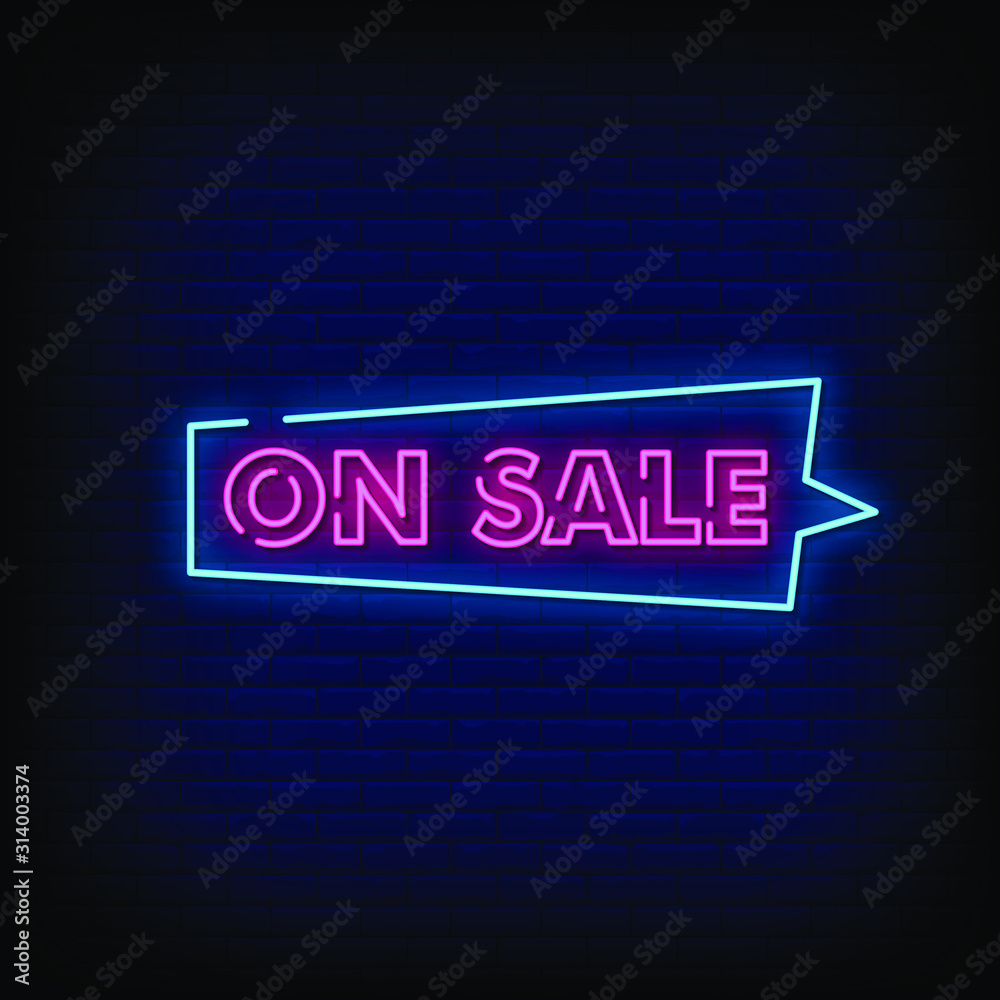 On Sale Neon Signs Style Text Vector On Sale Neon Signs Style Text Vector