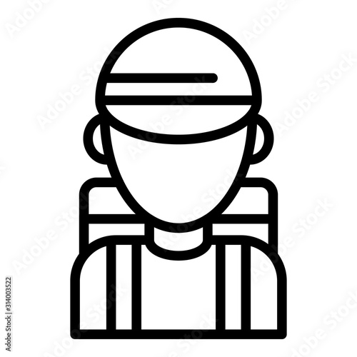 Hiking boy icon. Outline hiking boy vector icon for web design isolated on white background