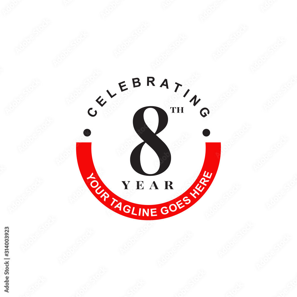 8th year anniversary emblem logo design vector template 8th year anniversary emblem logo design vector template
