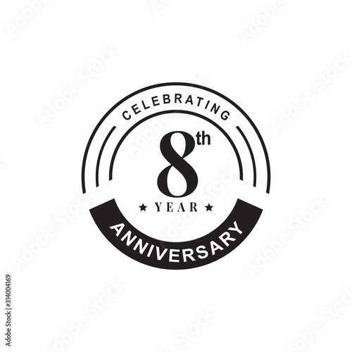 8th year anniversary emblem logo design vector template