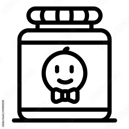 Baby food jar icon. Outline baby food jar vector icon for web design isolated on white background
