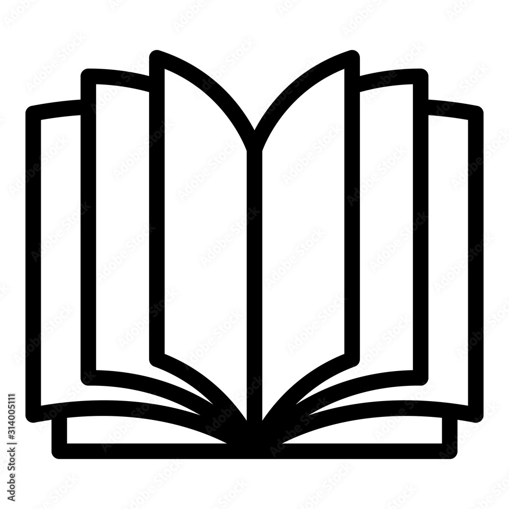 Open book icon. Outline open book vector icon for web design isolated ...