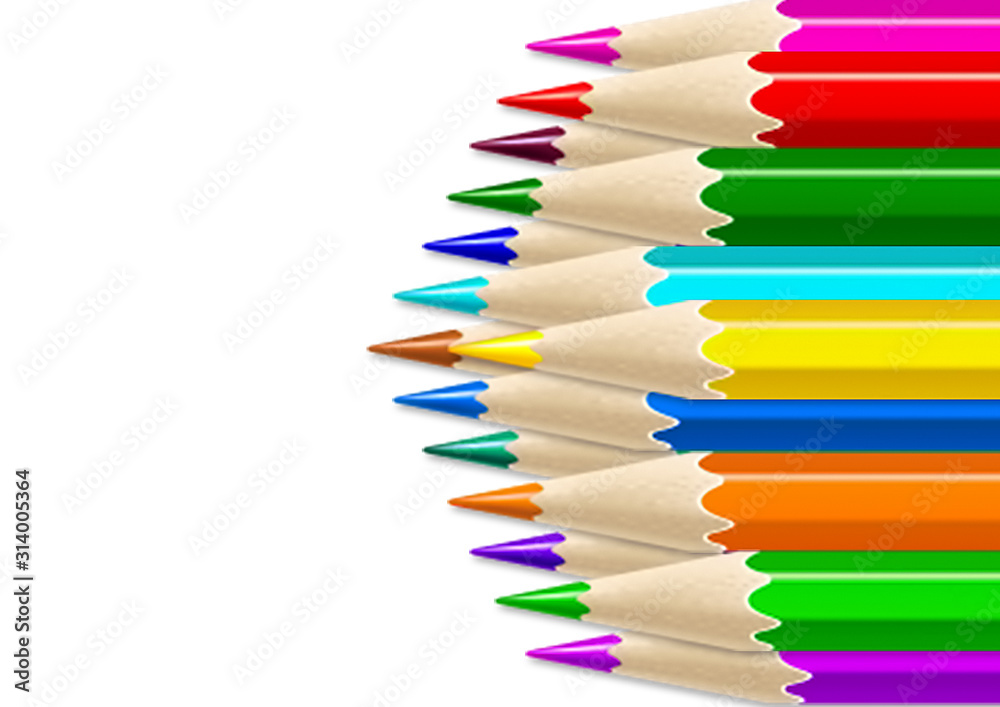 白い紙と整列した色鉛筆