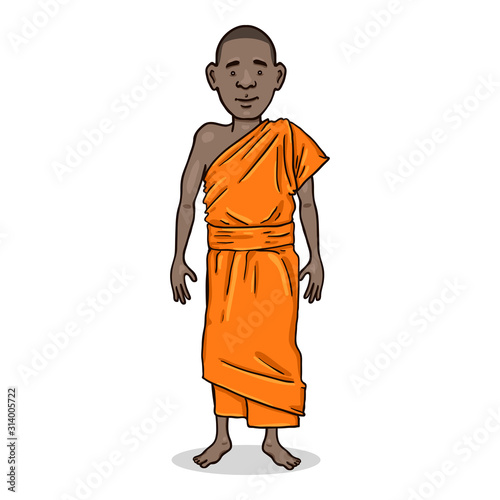 Vector Cartoon Character - Young African Man in Monastic Robes.