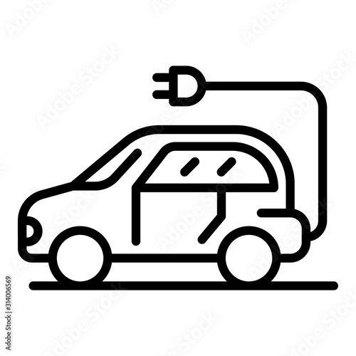 Electric car icon. Outline electric car vector icon for web design isolated on white background