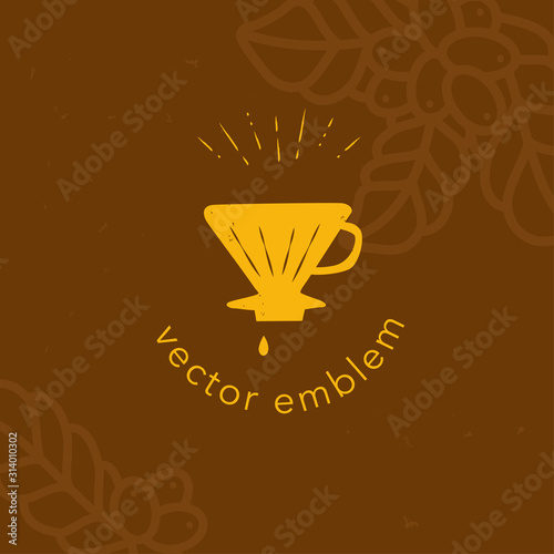 Vector hand drawn coffee dripper icon for cafe menu