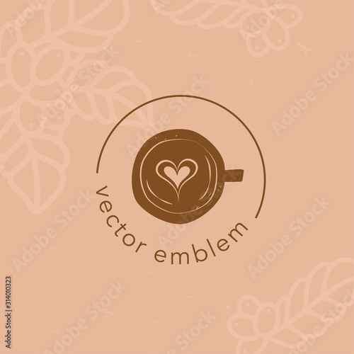 Vector hand drawn coffee latte icon for cafe menu