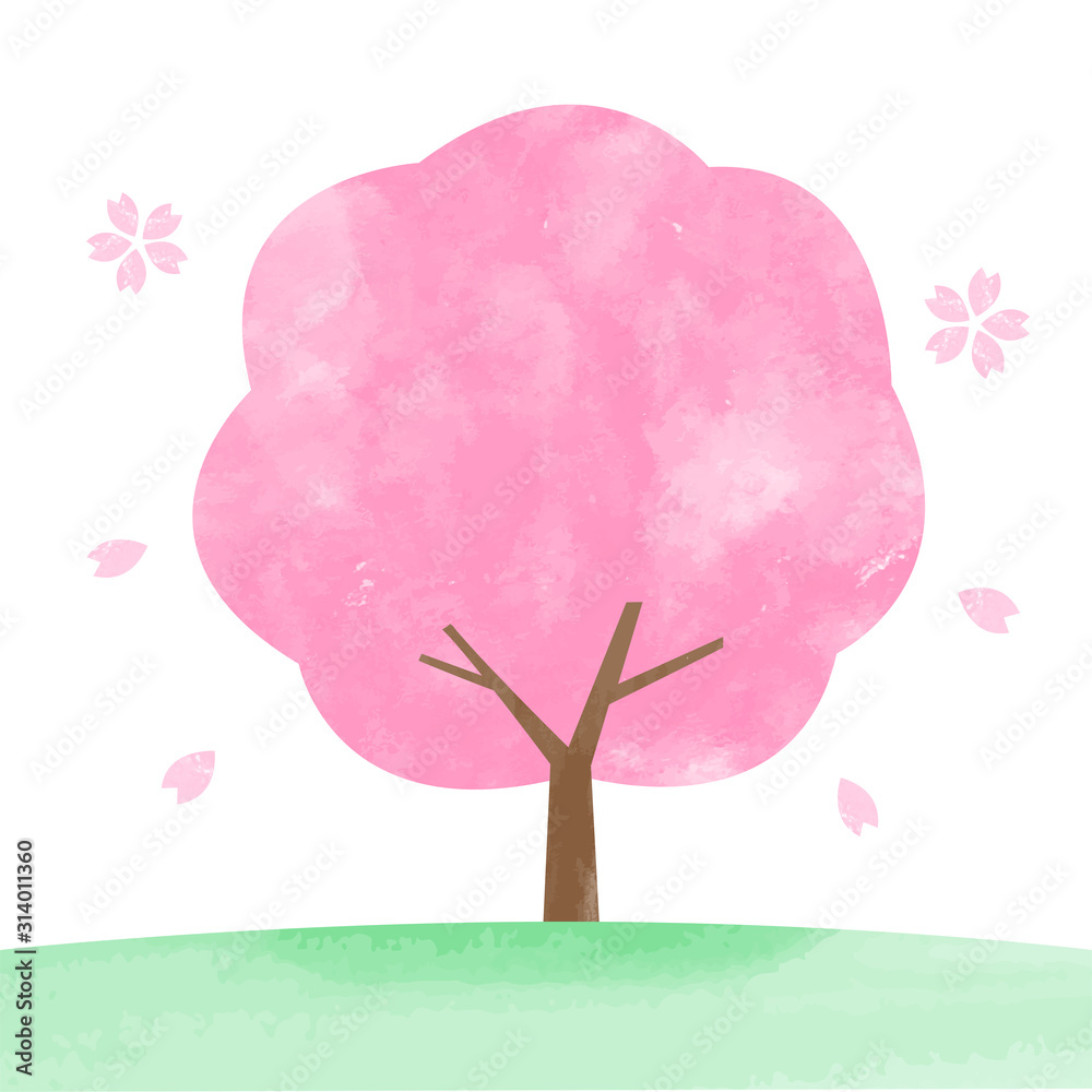 かわいい水彩の桜の木