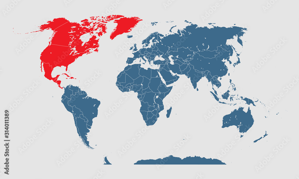Naklejka premium World map vector North America info graphic