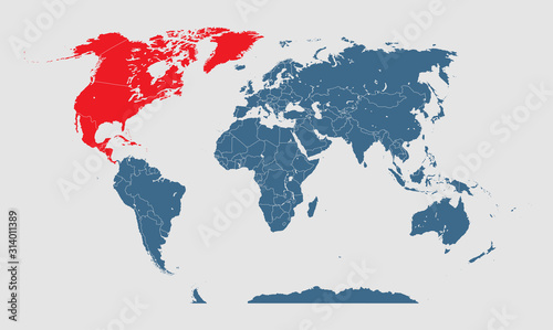Fototapeta Naklejka Na Ścianę i Meble -  World map vector North America info graphic