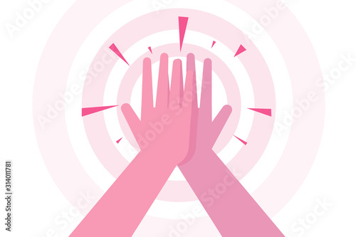 High five hands. Great work achievement,  friendship concept. Vector illustration