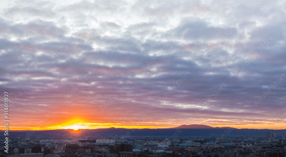 First sunrise of 2020 in Mt. Ikoma, Osaka, Japan First sunrise of 2020 in Mt. Ikoma, Osaka, Japan