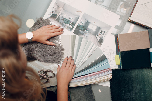Bilde på lerret Interior design concept. Designer and project.