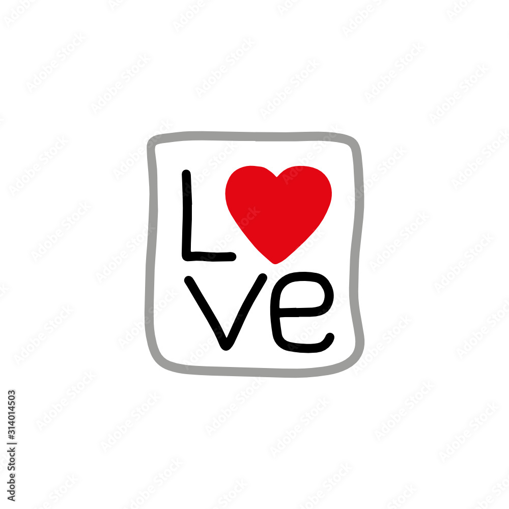 Lettering LOVE with a red heart symbol. Black note with red heart on white background. Perfect for Valentine's Day postcards and decorations. Cozy, festive mood. Lettering LOVE with a red heart symbol. Black note with red heart on white background. Perfect for Valentine's Day postcards and decorations. Cozy, festive mood.
