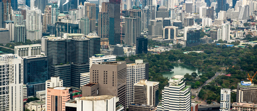 Canvas Print Skyscraper in Bangkok metropolis of Thailand cityscape aerial view with natural
