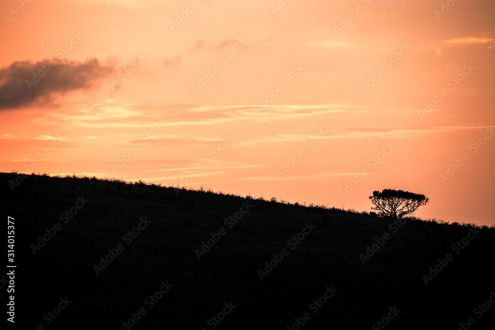 The sun rising at dawn over the hills of the Hluhluwe - imfolozi National Park in South Africa The sun rising at dawn over the hills of the Hluhluwe - imfolozi National Park in South Africa