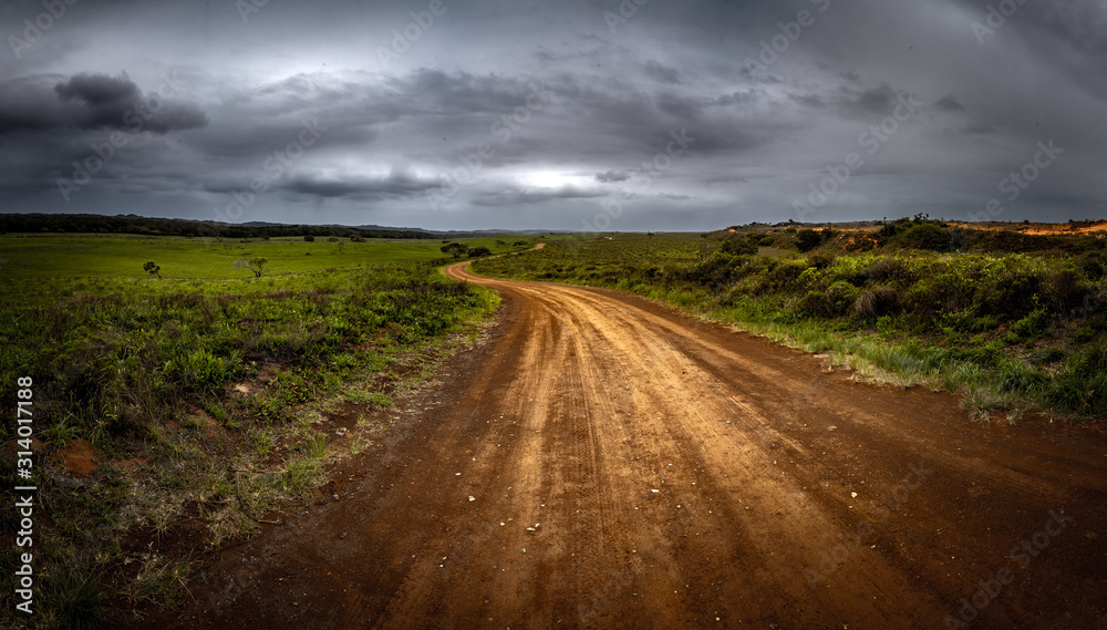 A dirt road in the Isimangaliso National Park in Southafrica