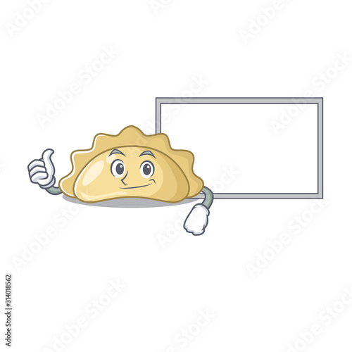 Thumbs up of pierogi cartoon design with board