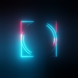 Neon light circles and square frames