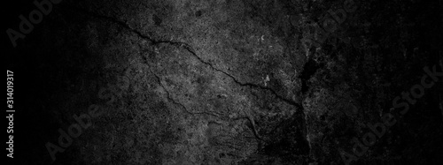 Old wall texture cement dark black gray background abstract grey color design are light with white gradient background. © Kamjana