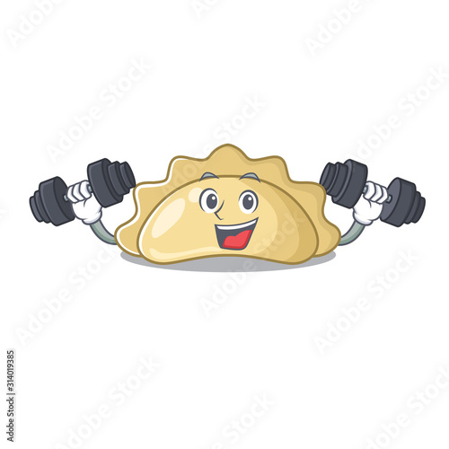 Sporty Fitness with exercise pierogi using barbells