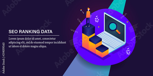 Wallpaper Mural Search ranking, seo monitoring, website data analysis, online business traffic concept. Web isometric banner template, presentation. Torontodigital.ca