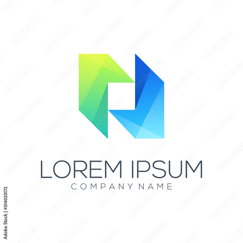 n letter logo design vector abstract