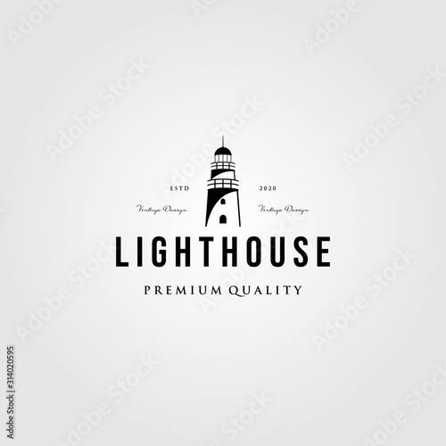 lighthouse vintage logo vector design illustration