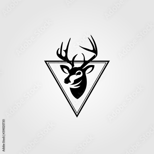 dear head emblem vintage in triangle logo vector design illustration