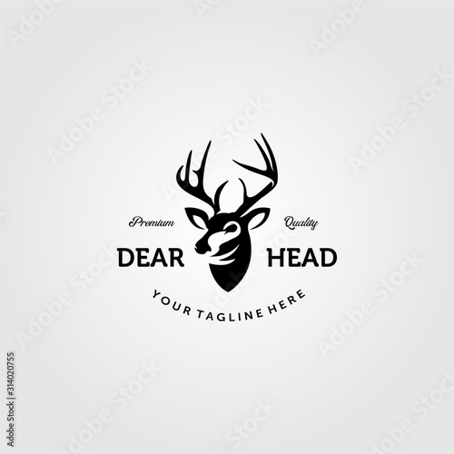 vintage cool deer head logo vector emblem illustration design