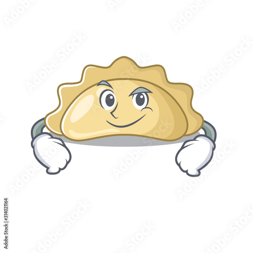 Cool pierogi mascot character with Smirking face