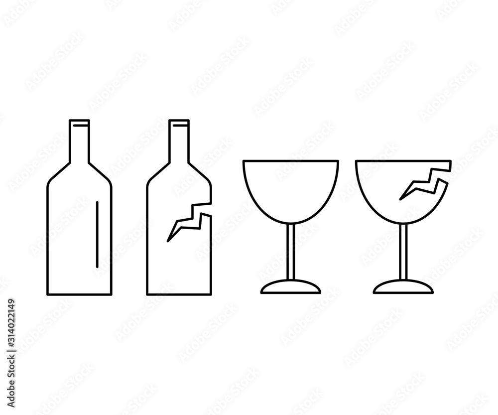 割れ物(ビンやグラス)のゴミのアイコン 割れ物(ビンやグラス)のゴミのアイコン