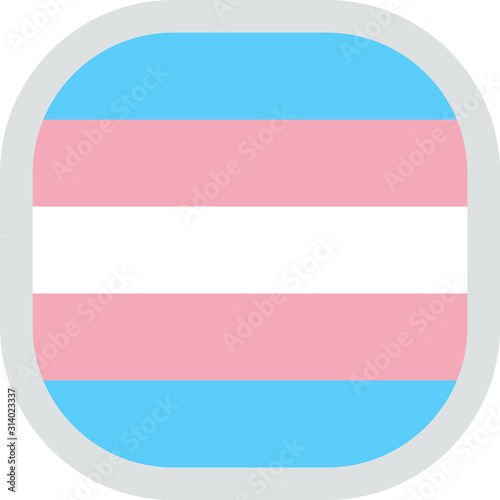 Transgender pride flag, rounded square shape icon on white background, vector illustration