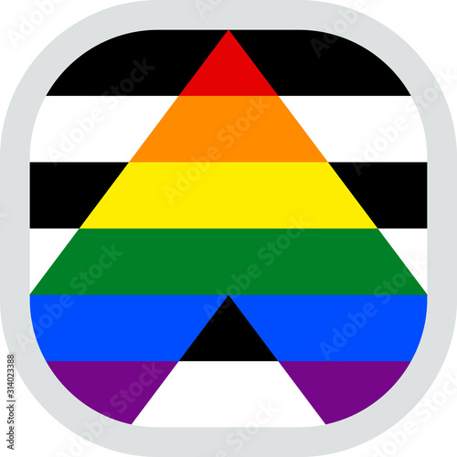 Straight Ally Flag, rounded square shape icon on white background, vector illustration
