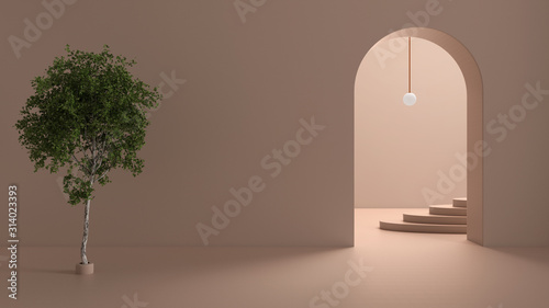 Foto Imaginary fictional architecture, interior design of hall, empty space with arch