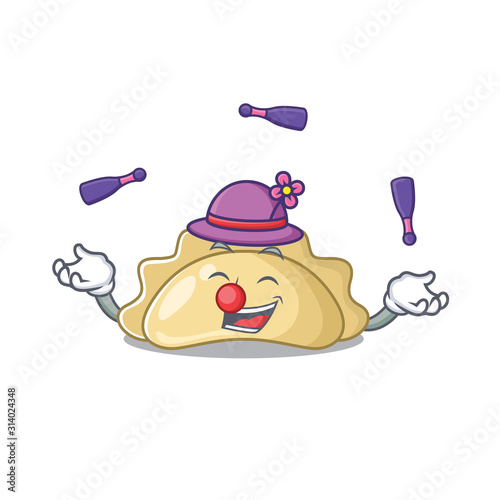 Smart pierogi cartoon character design playing Juggling
