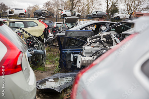 Rescue Services. Car graveyard, repair of auto parts, metal.