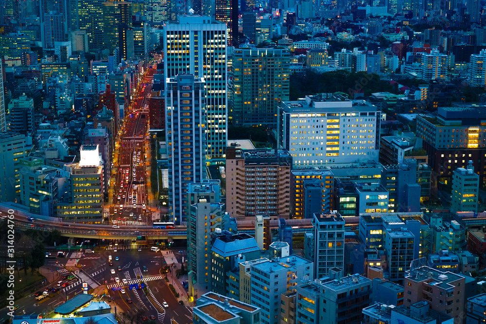 日没直後の夜景大都会のビル群stock Photo Adobe Stock