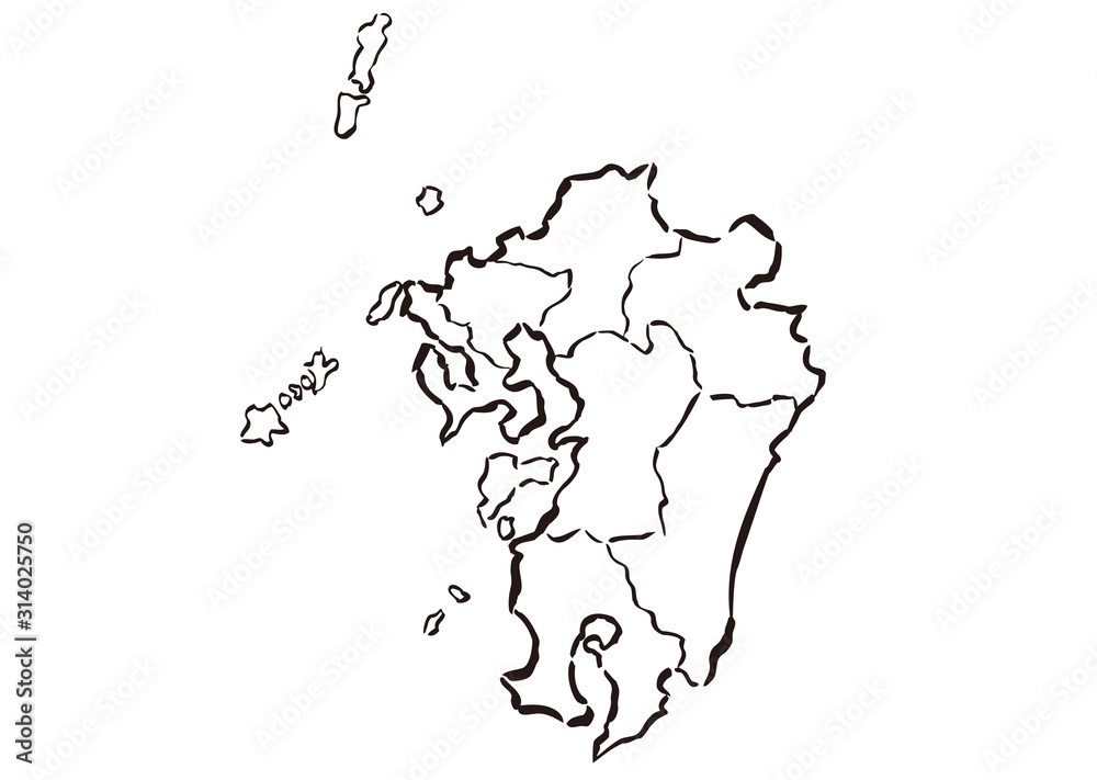日本地図 九州地方 Stock Vector Adobe Stock
