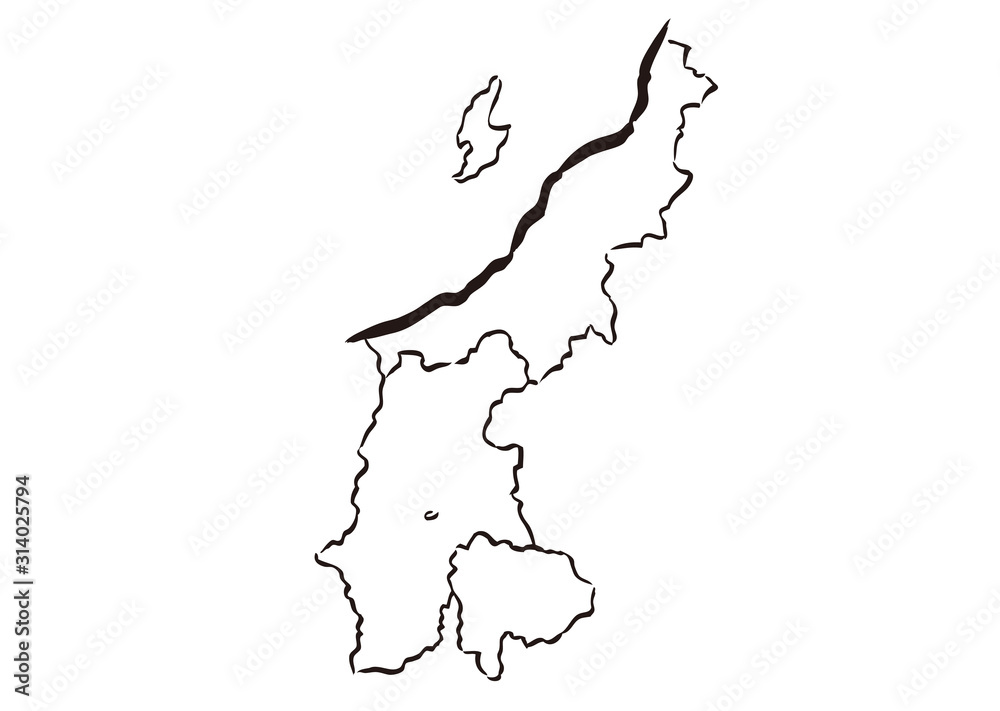 Obraz premium 日本地図・甲信越地方