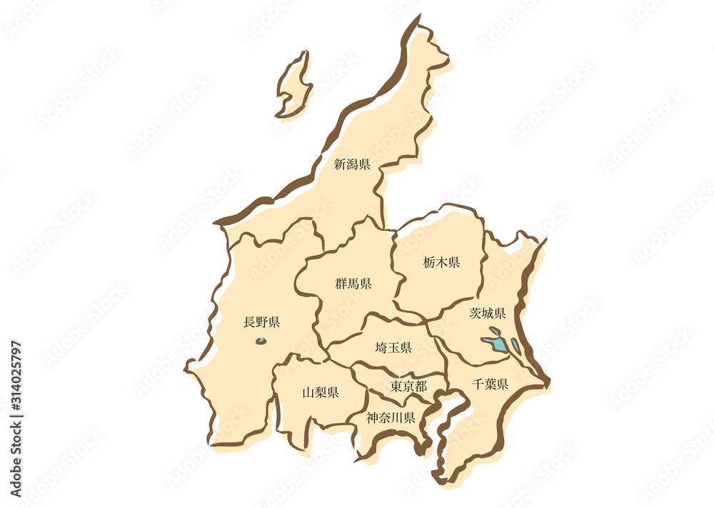 日本地図・関東甲信越地方 日本地図・関東甲信越地方