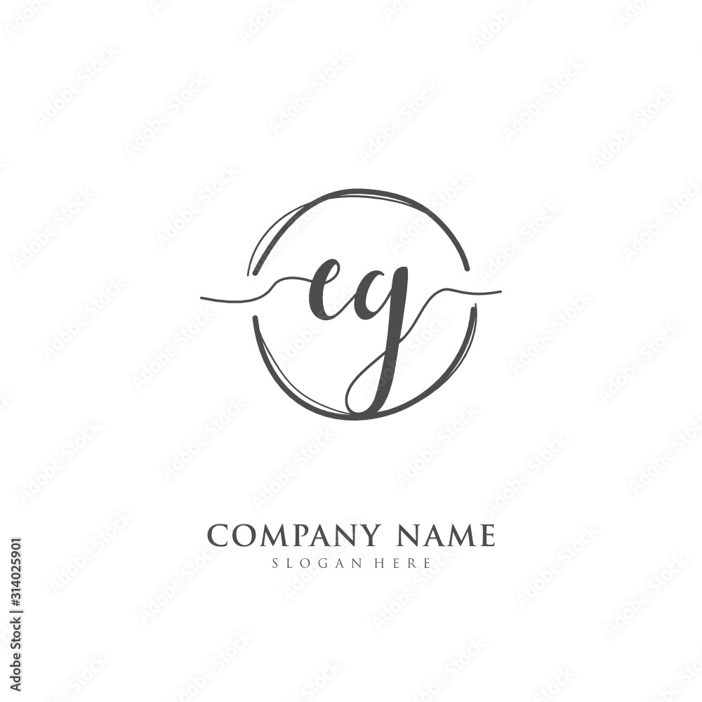 Handwritten initial letter E G EG for identity and logo. Vector logo template with handwriting and signature style.