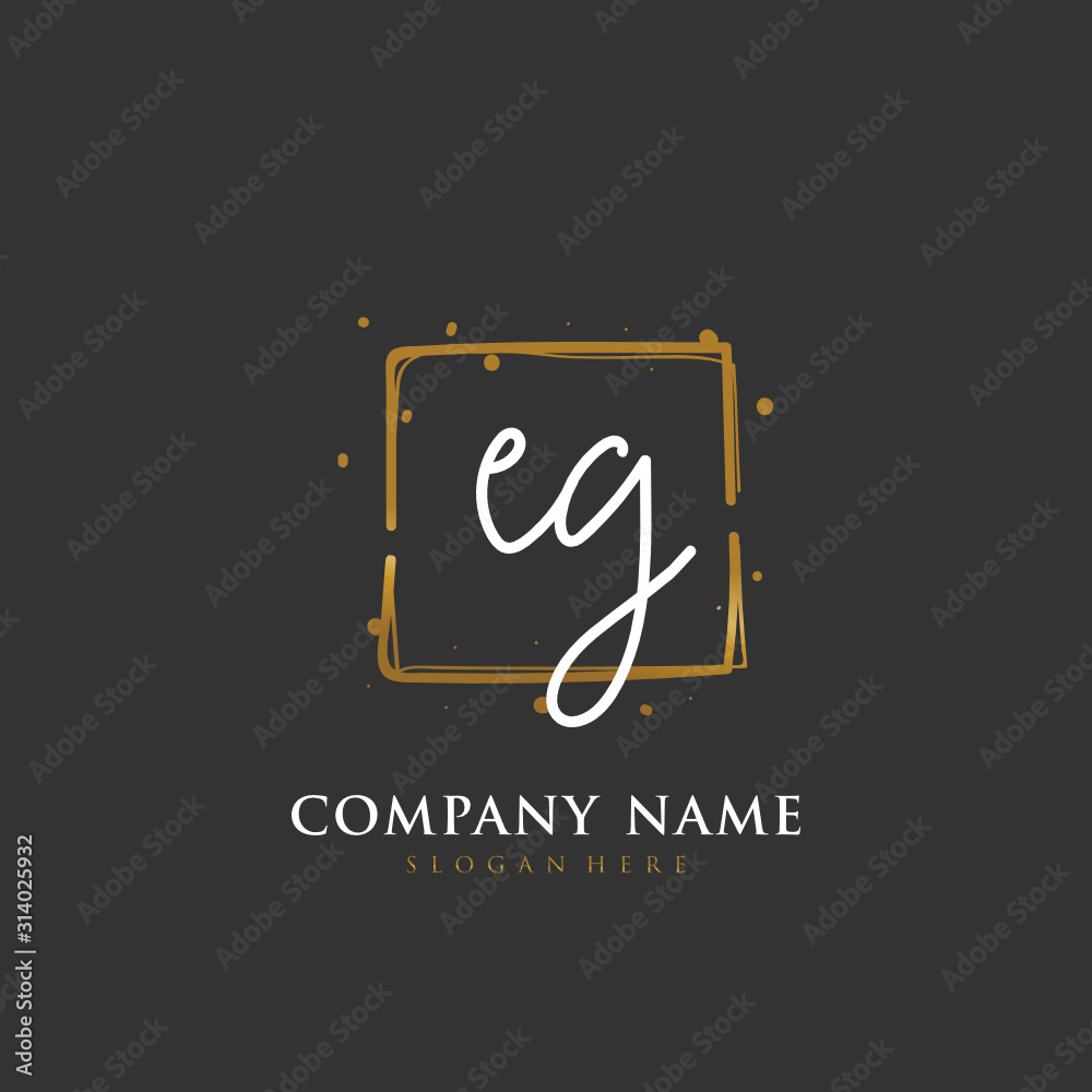Handwritten initial letter E G EG for identity and logo. Vector logo template with handwriting and signature style. Handwritten initial letter E G EG for identity and logo. Vector logo template with handwriting and signature style.