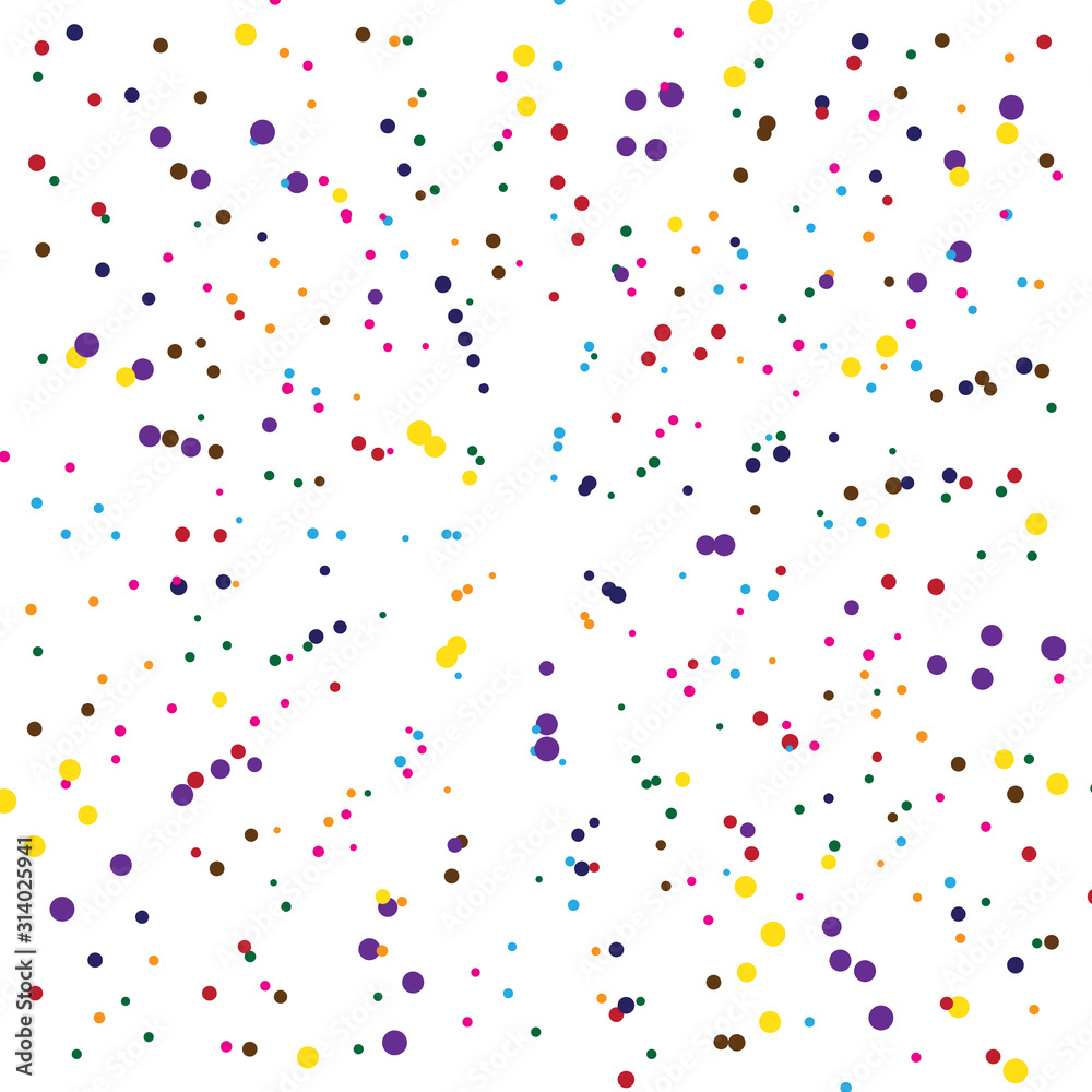 Polka dots colorful pattern on white background 